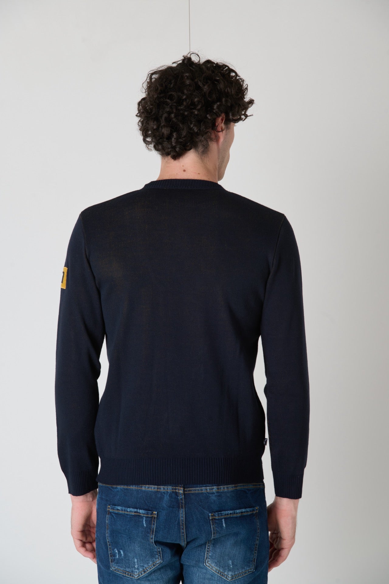 Blue Crewneck Sweater with Fabric Patch V2