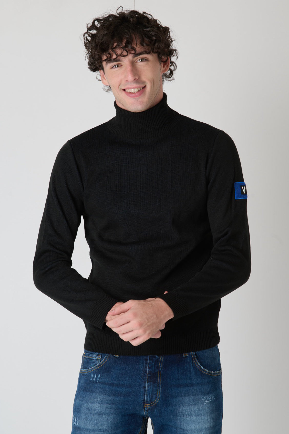 Black Turtleneck with Fabric Patch V2 