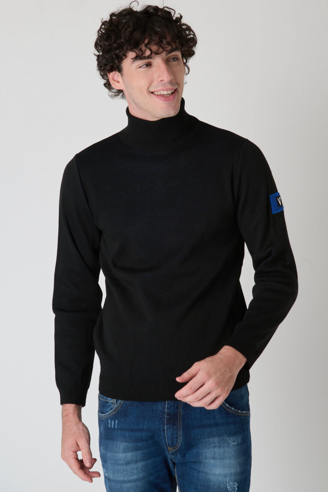 Black Turtleneck with Fabric Patch V2 