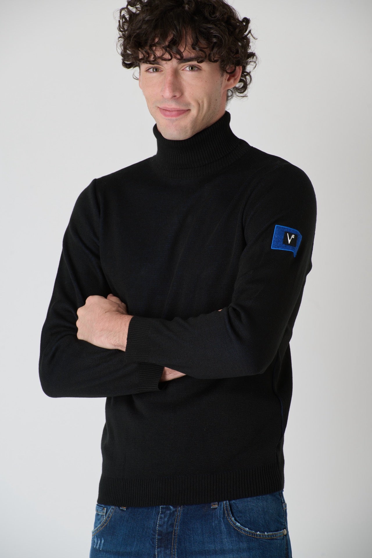 Black Turtleneck with Fabric Patch V2 