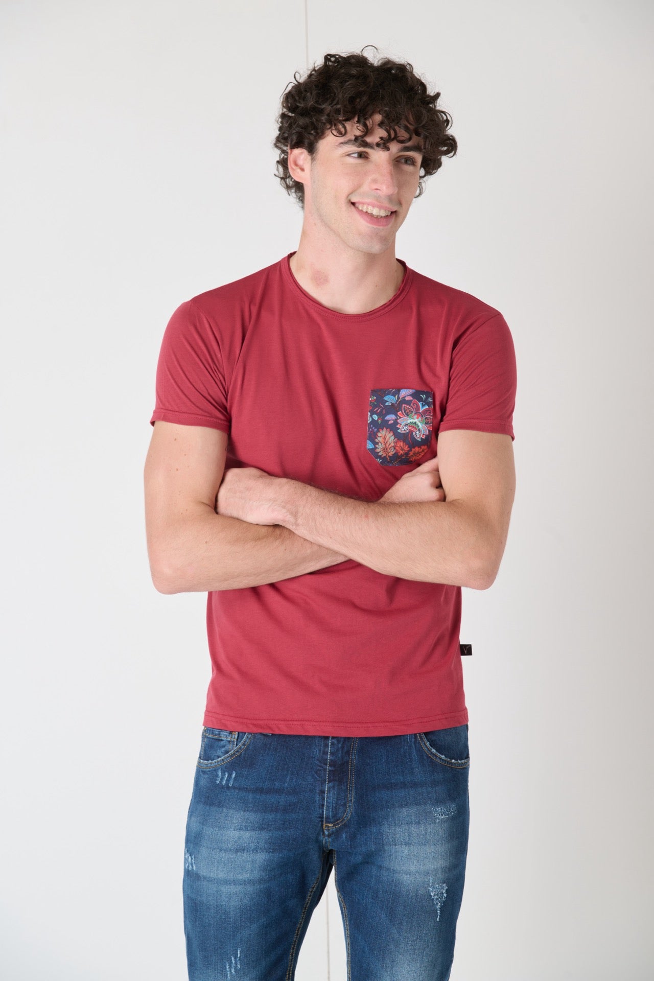 Bordeaux T-Shirt with Pocket in Fabric V2