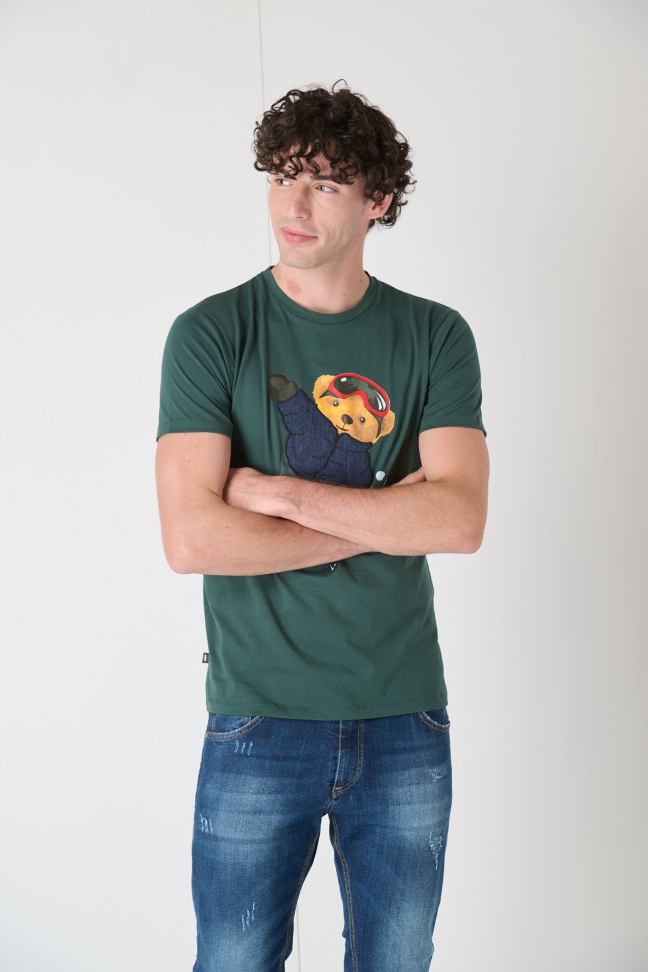 T-Shirt Teddy Ricamato in tessuto V2 Verde