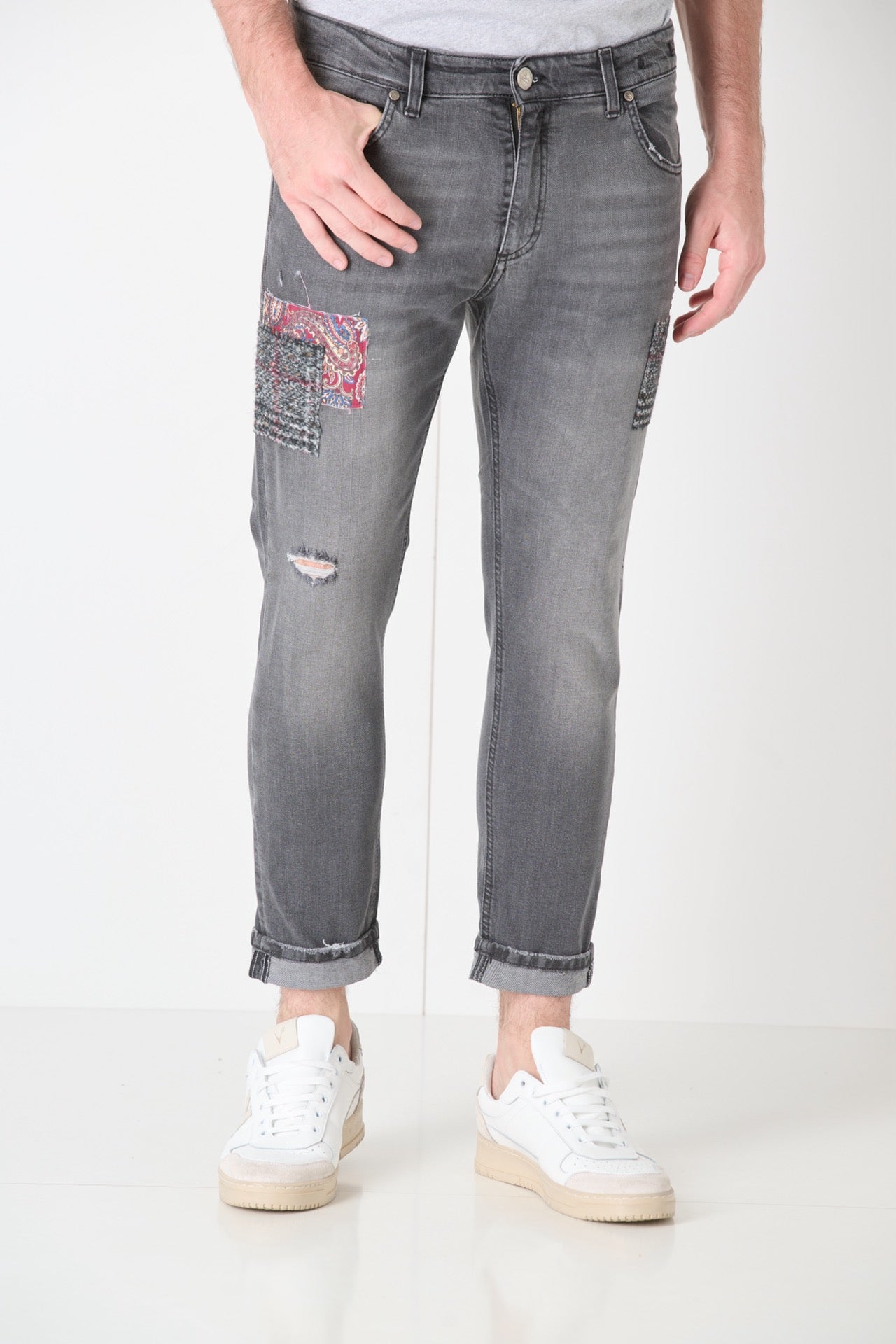 TOKYO - Slim Fit Jeans - Charcoal Grey with Triple Front Patch