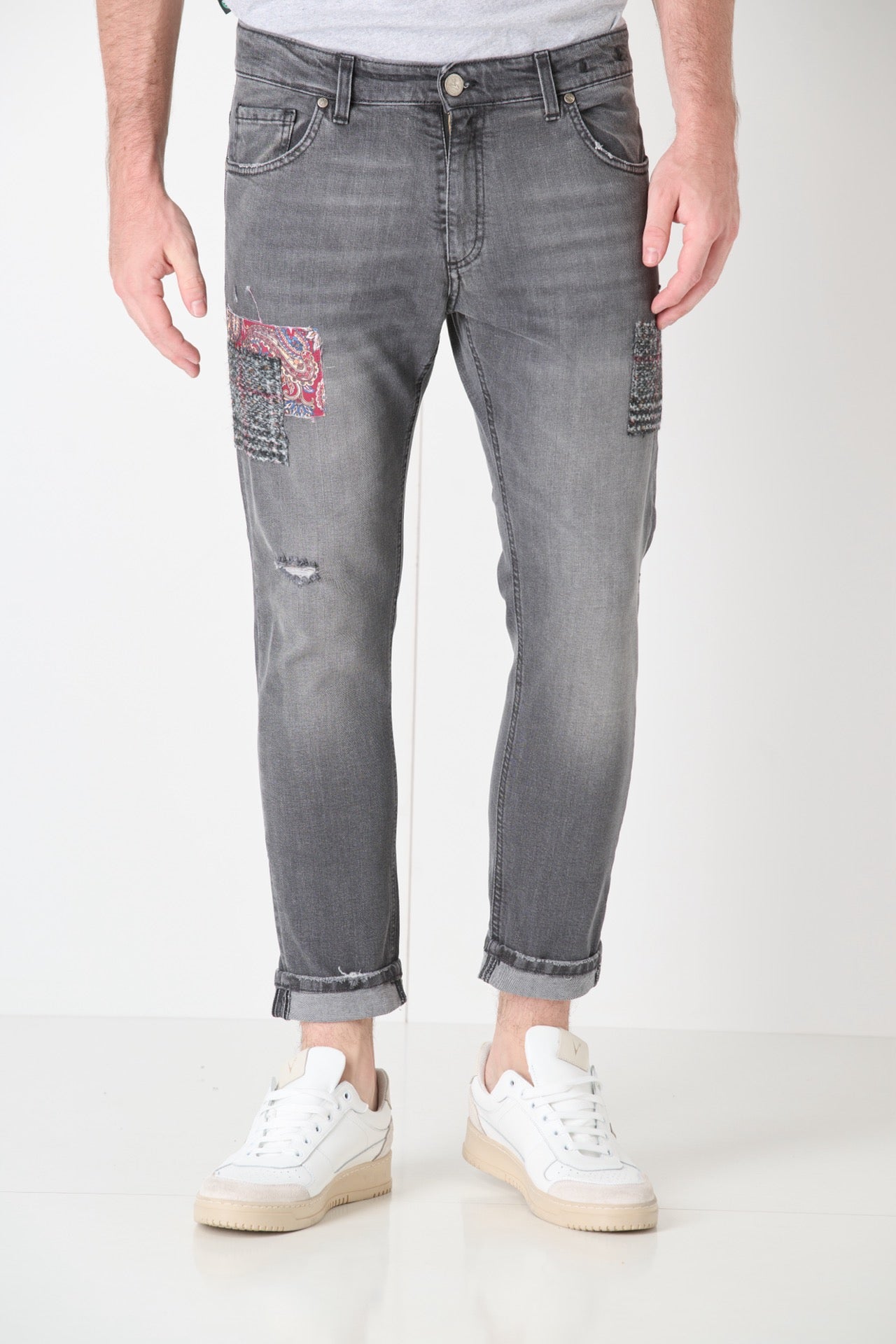 TOKYO - Slim Fit Jeans - Charcoal Grey with Triple Front Patch