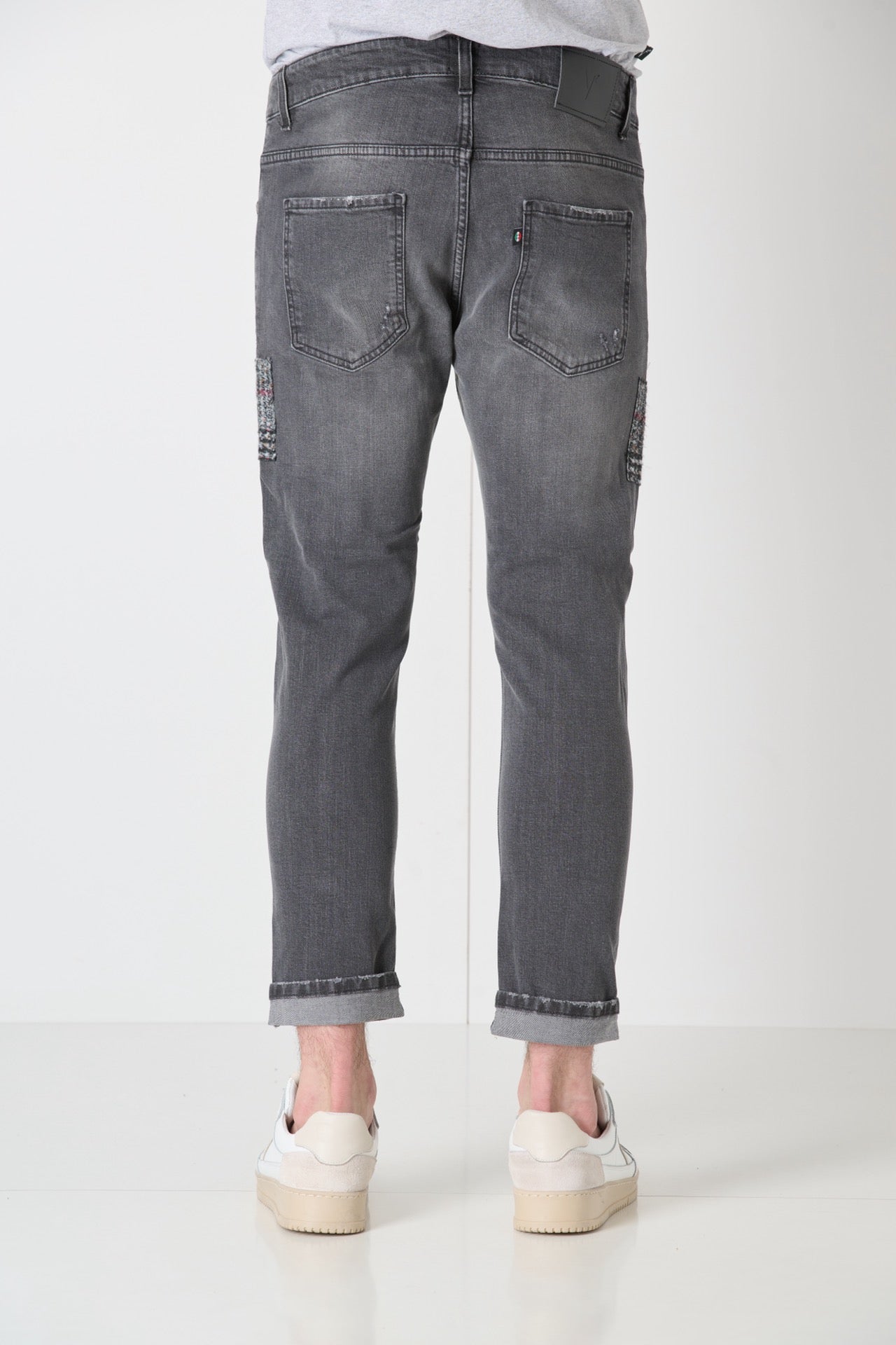 TOKYO - Slim Fit Jeans - Charcoal Grey with Triple Front Patch