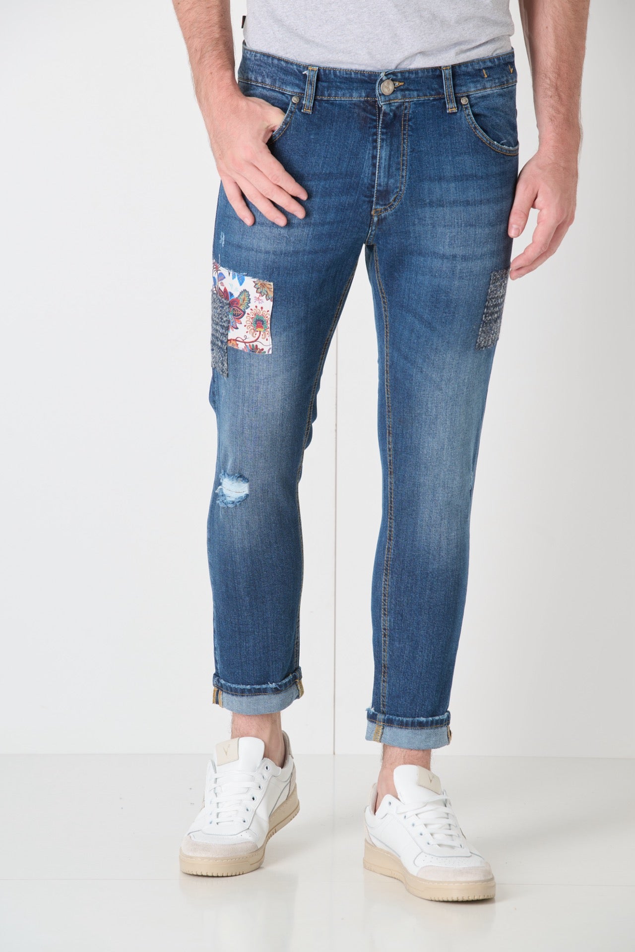 TOKYO - Slim Fit Jeans - Blue with Triple Patch on the front