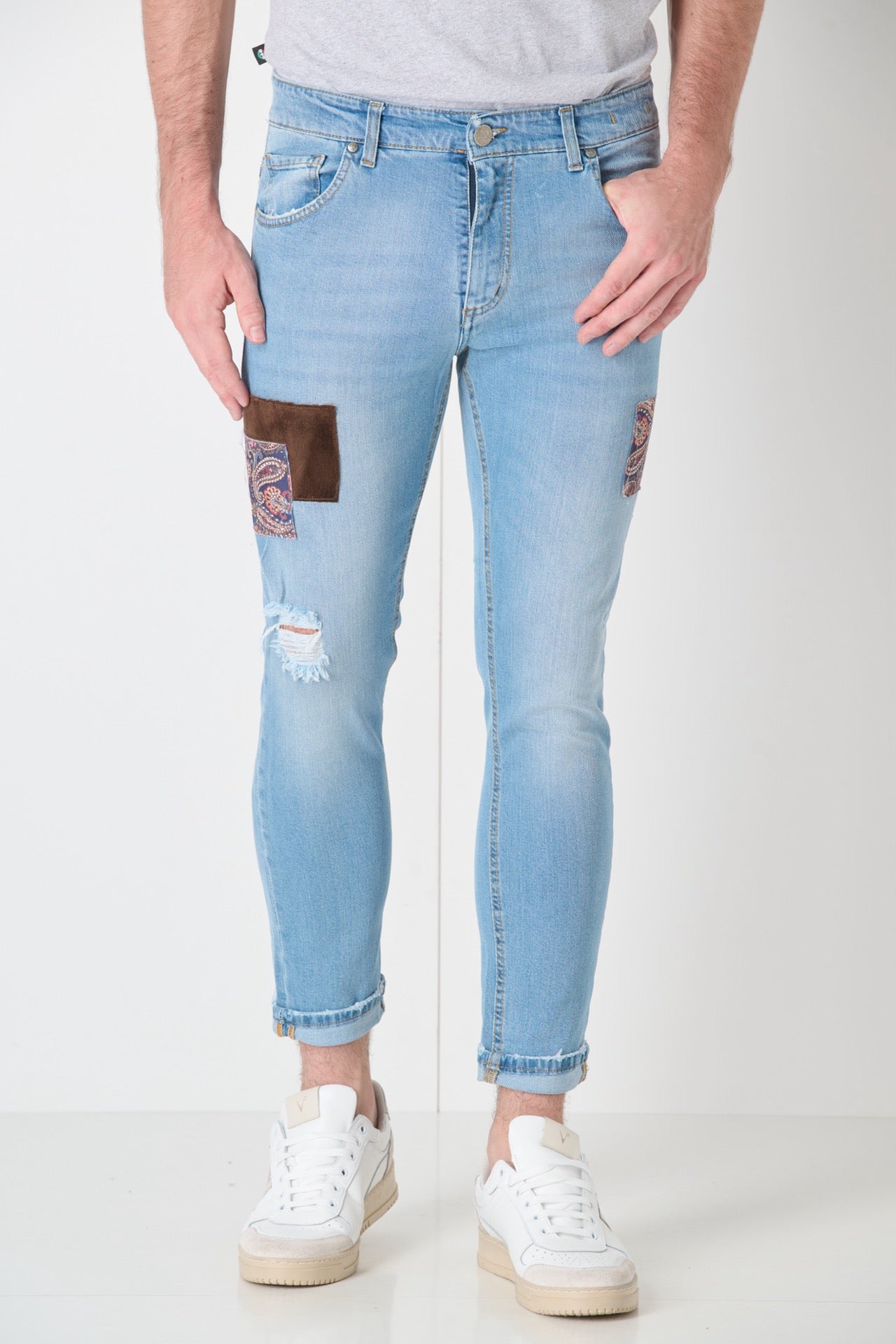 TOKYO - Slim Fit Jeans - Light Blue with Triple Patch on the front