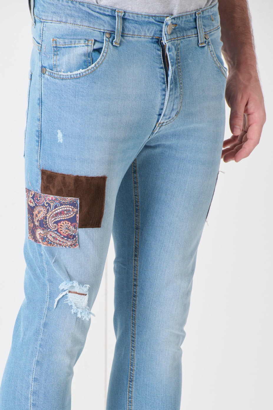 TOKYO - Jeans Slim Fit - Azzurro con Tripla Patch frontale