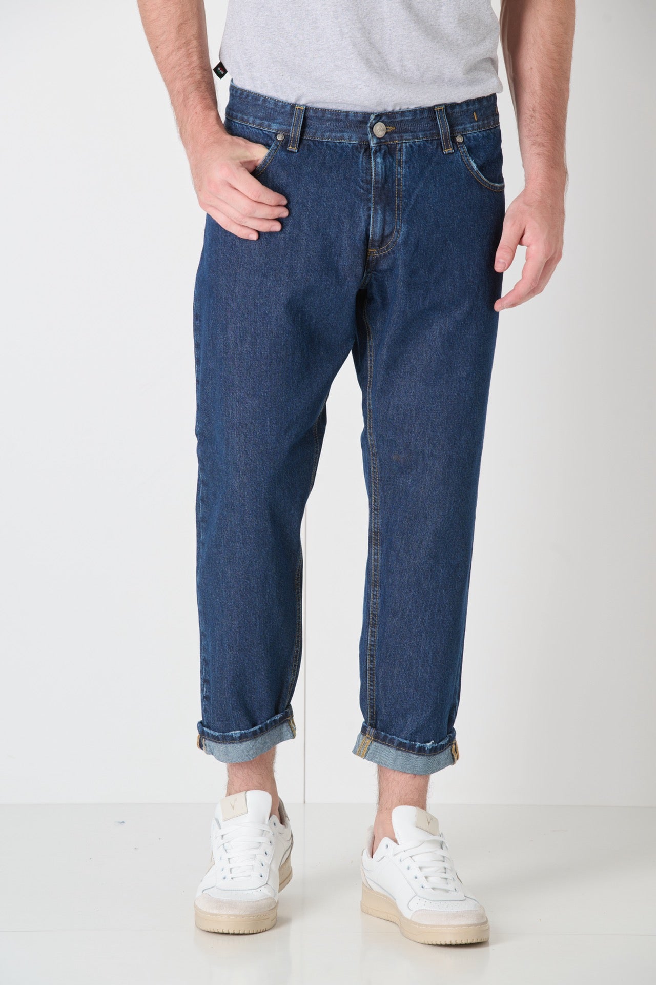 DETROIT - Loose Fit Jeans - Blue with Fabric Label V2