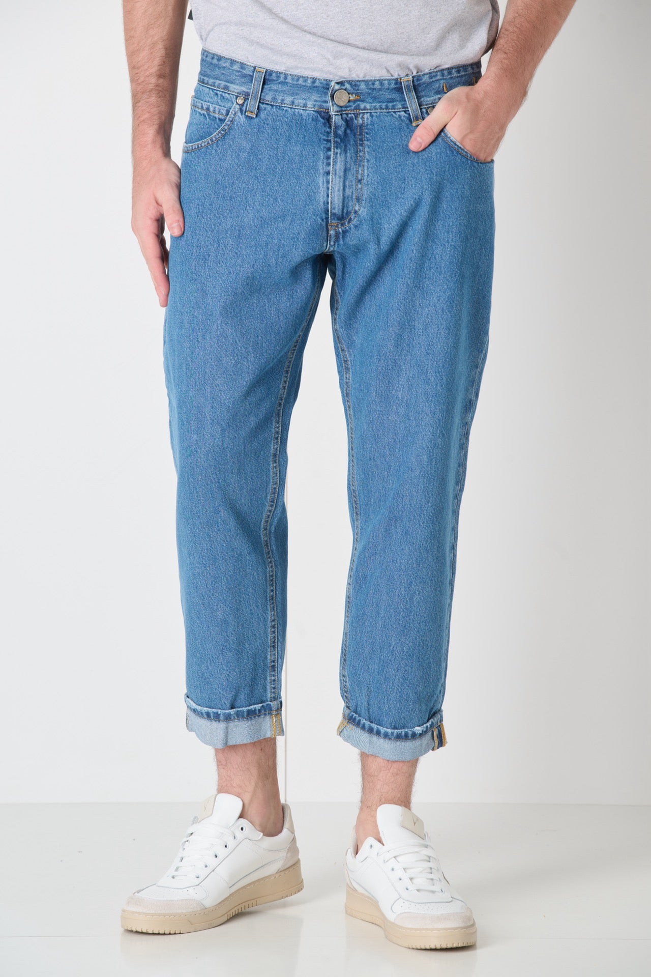 DETROIT - Loose Fit Jeans - Light Blue with Fabric Label V2