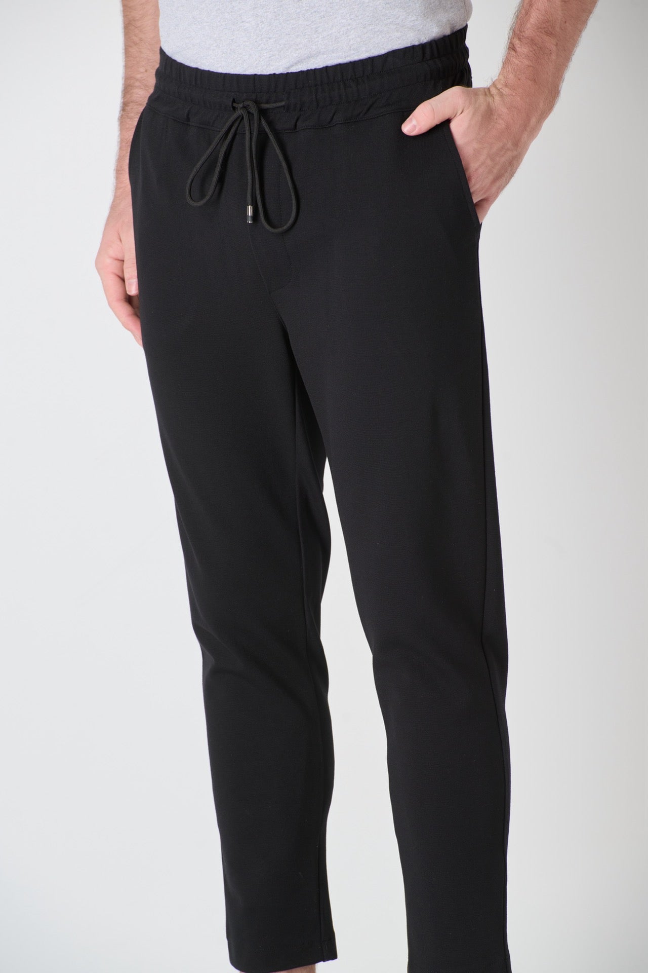 Tailored trousers with elastic waist Black