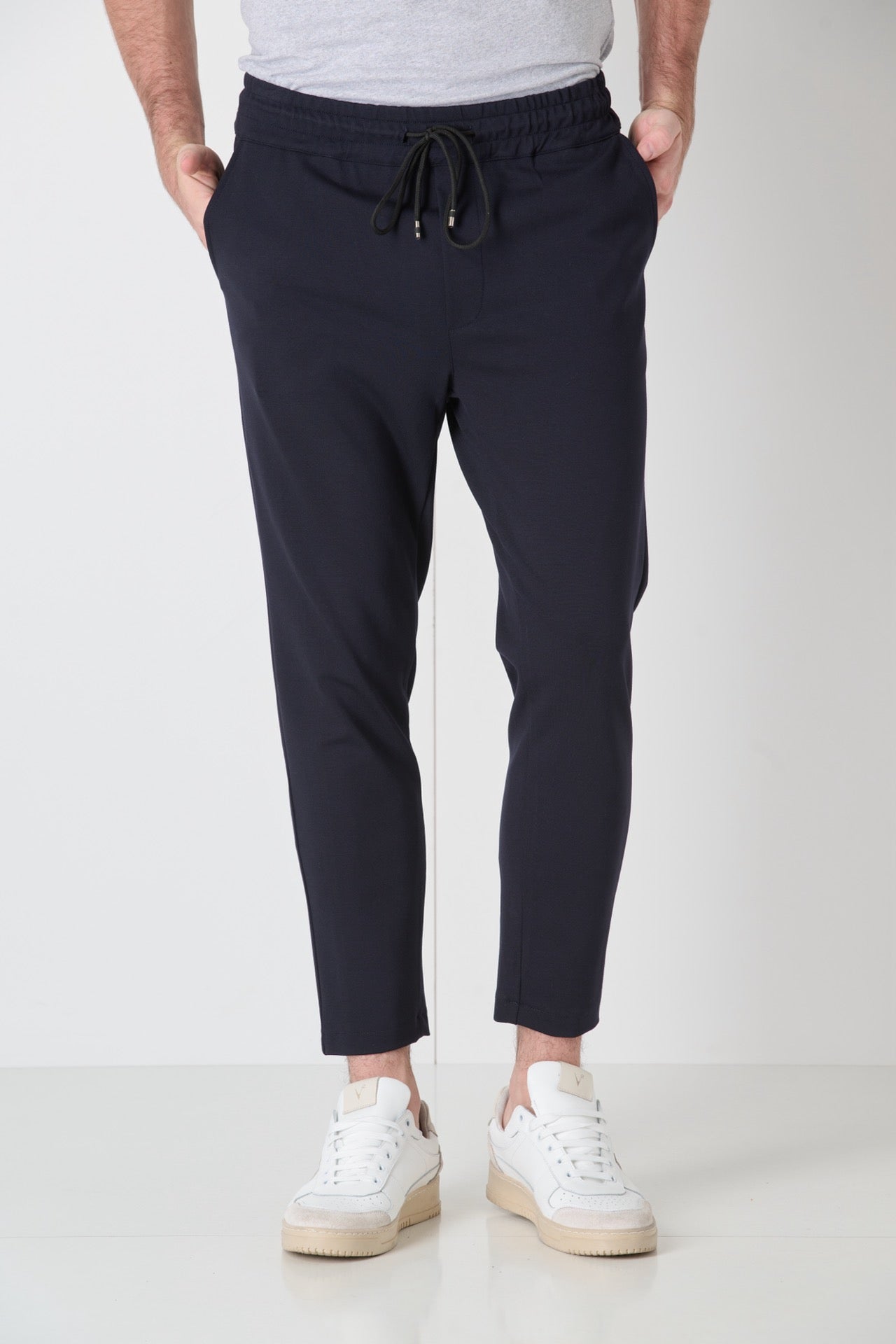 Tailored trousers with elastic waist Blue