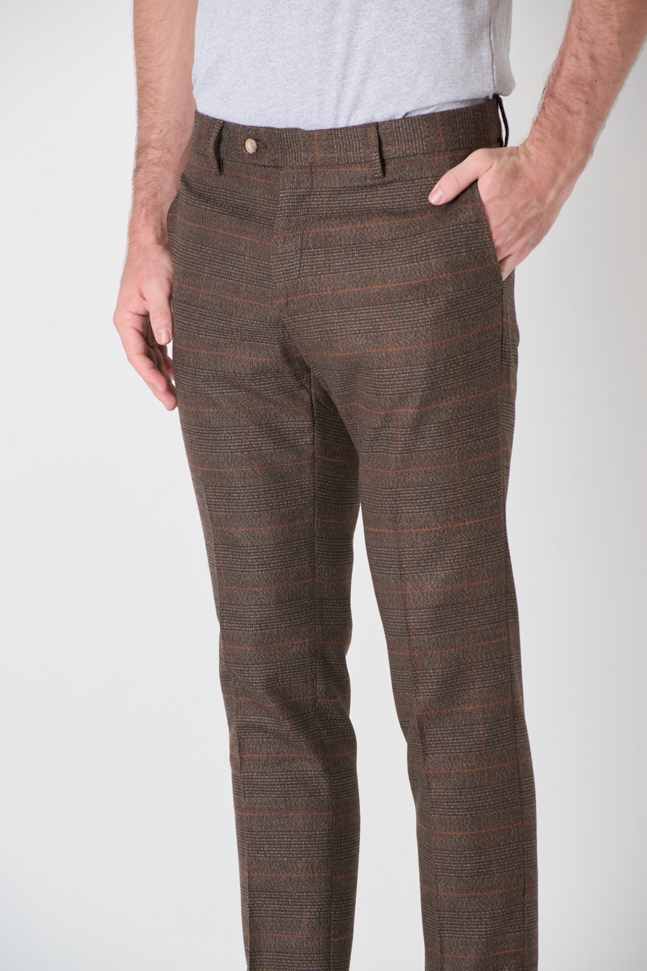 Tailored Trousers Prince of Wales Dark Brown