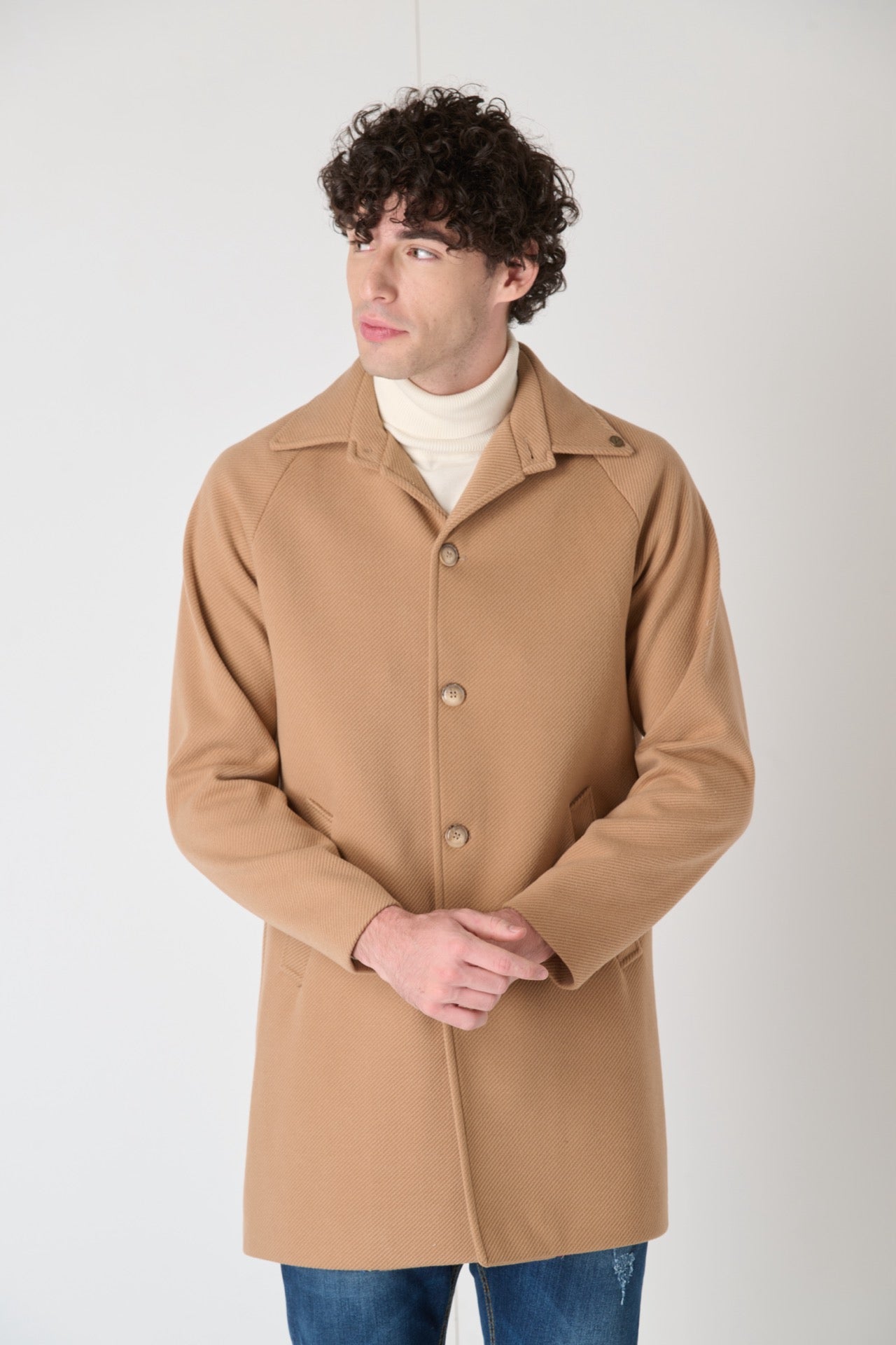 Cappotto Sartoriale Monopetto Diplomatico Cammello con fodera interna in Tessuto V2