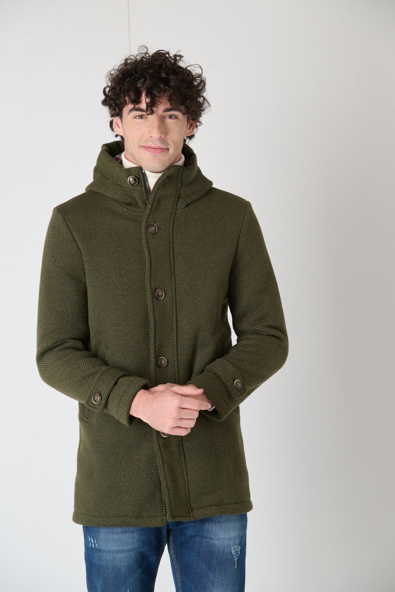 Parka punto riso Verde Militare con fodera in Tessuto V2