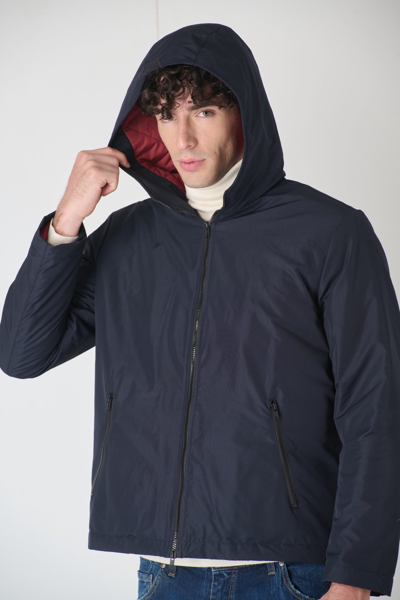 Bomber Tecnico corto con interno in Thindown Blu