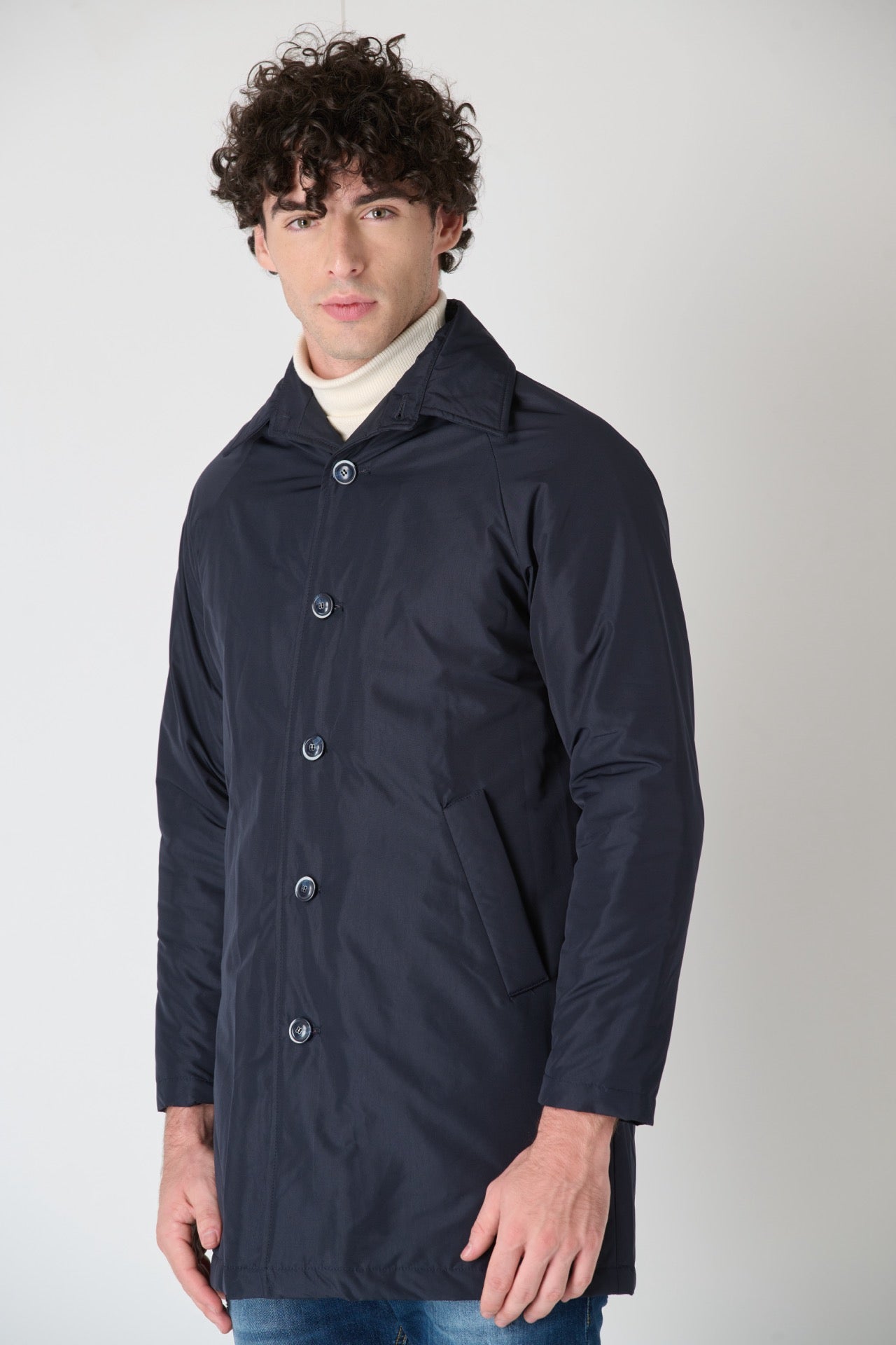 Cappotto Diplomatico Tecnico con interno in Thindown Blu