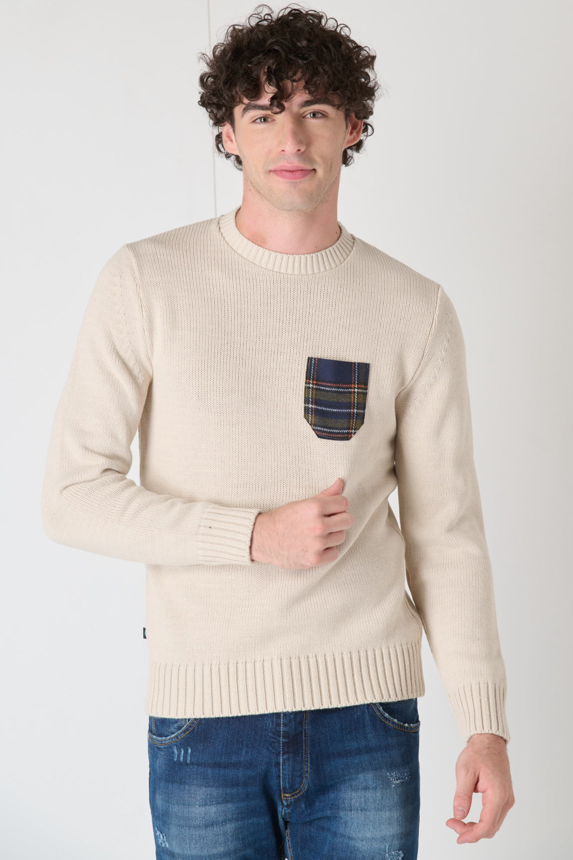 Butterscotch Crewneck Sweater with Pocket in Fabric V2