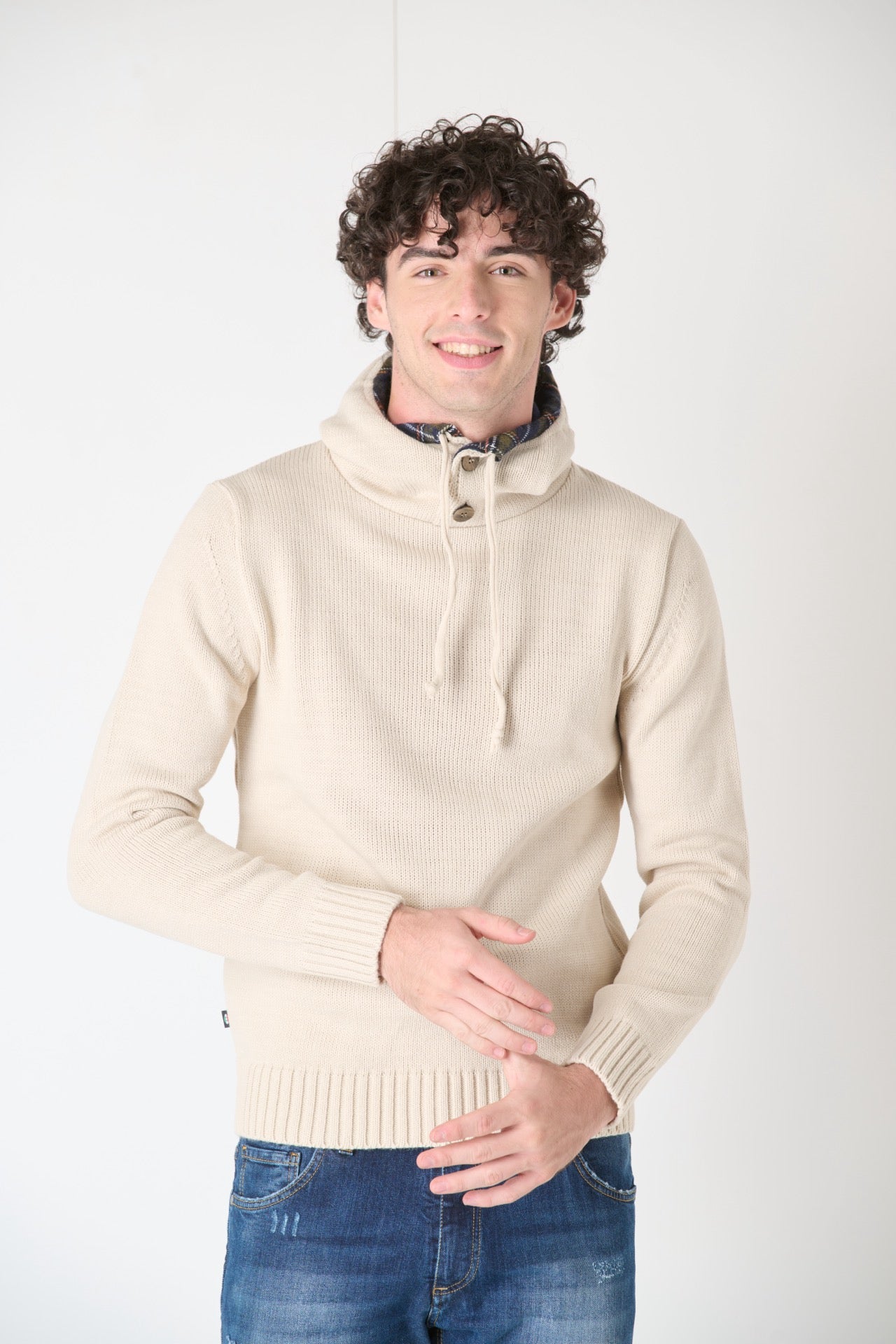 Butter Knitwear Sweatshirt with Fabric-Lined Hood V2