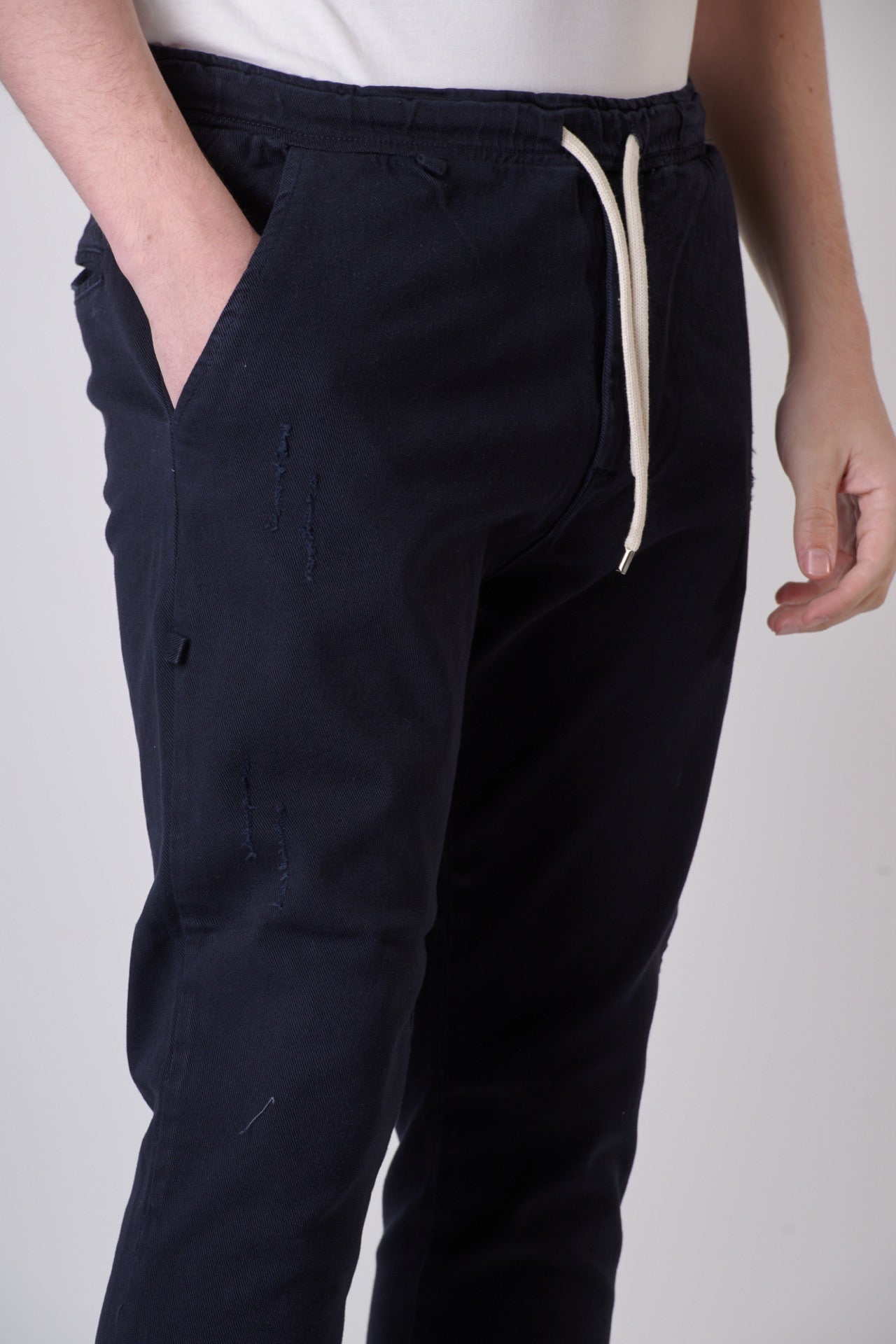 ALICANTE - Pantalone Drill Blu con elastico