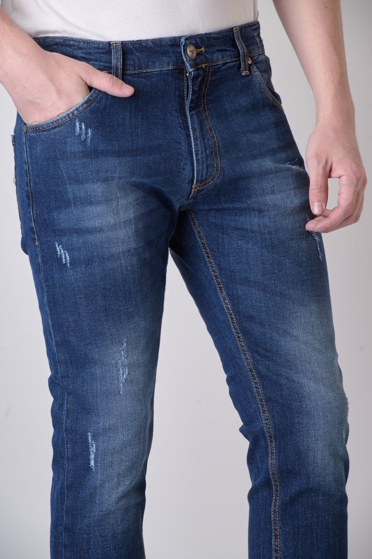 LONDON - Slim Fit Jeans - Blue with V2 fabric pocket