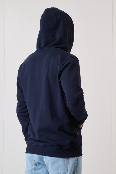 Blue Zip Sweatshirt with Patch Pocket and Inner Hood in V2 Fabric