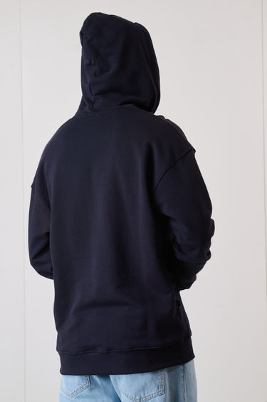 Blue Hoodie with embroidered square insert in V2 fabric