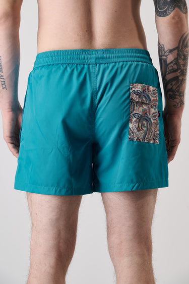 Costume Verde Acqua con tasca posteriore a contrasto in fantasia V2