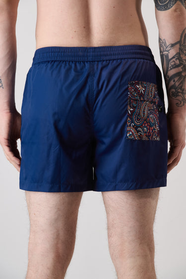 Costume Blu con tasca posteriore a contrasto in fantasia V2