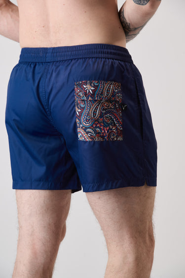 Costume Blu con tasca posteriore a contrasto in fantasia V2