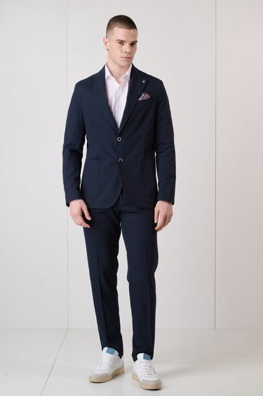 Giacca Monopetto di Alta Sartoria Blu interamente foderata in tessuto V2