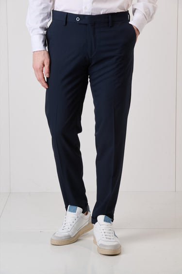 Pantalone di Alta Sartoria Blu con bottone interamente foderato in tessuto V2