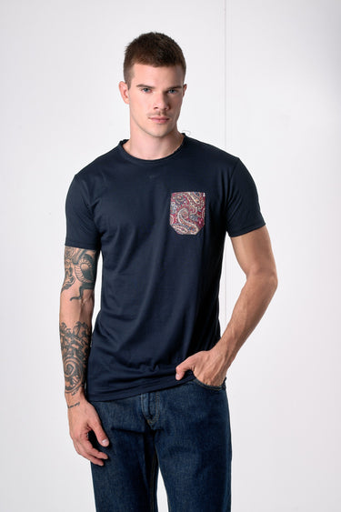 T-Shirt Blu con Taschino in tessuto V2