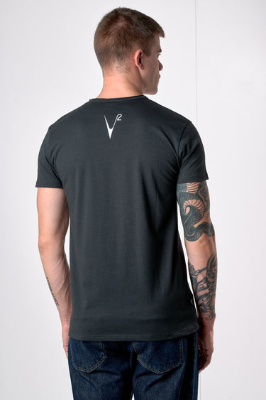 T-Shirt Piombo con Stella in tessuto V2 e schizzi di vernice