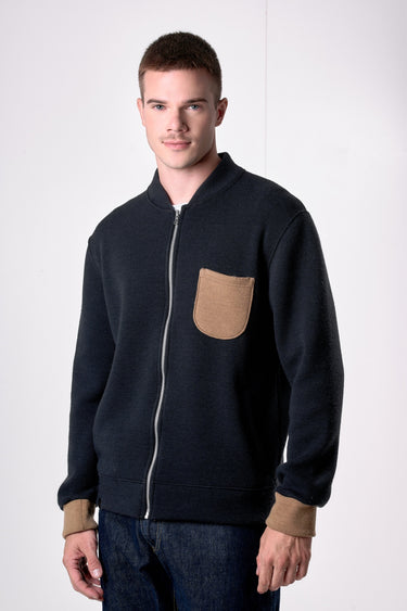 Bomber Zip in felpa Double Blu