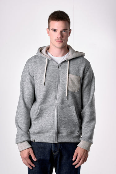 Pearl Grey Double Zip Hoodie