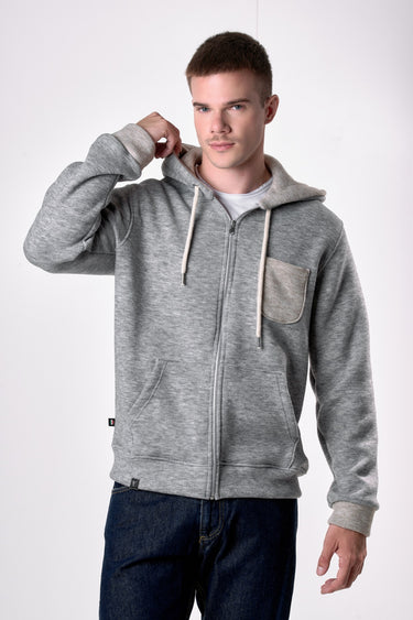 Pearl Grey Double Zip Hoodie