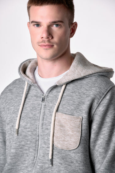 Pearl Grey Double Zip Hoodie