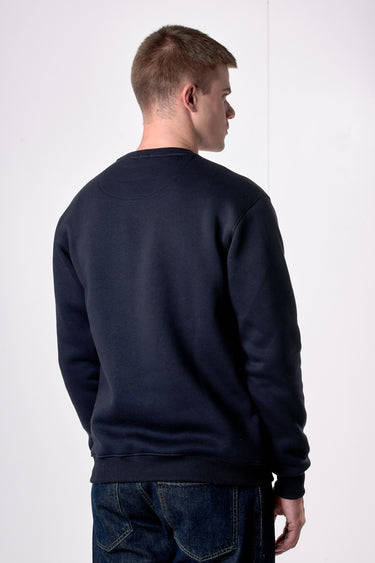 Blue Crewneck Sweatshirt with Dakota Print and Embroidery