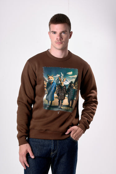 Felpa Girocollo Moro con stampa Rabbit e ricamo in tessuto V2