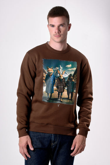 Felpa Girocollo Moro con stampa Rabbit e ricamo in tessuto V2