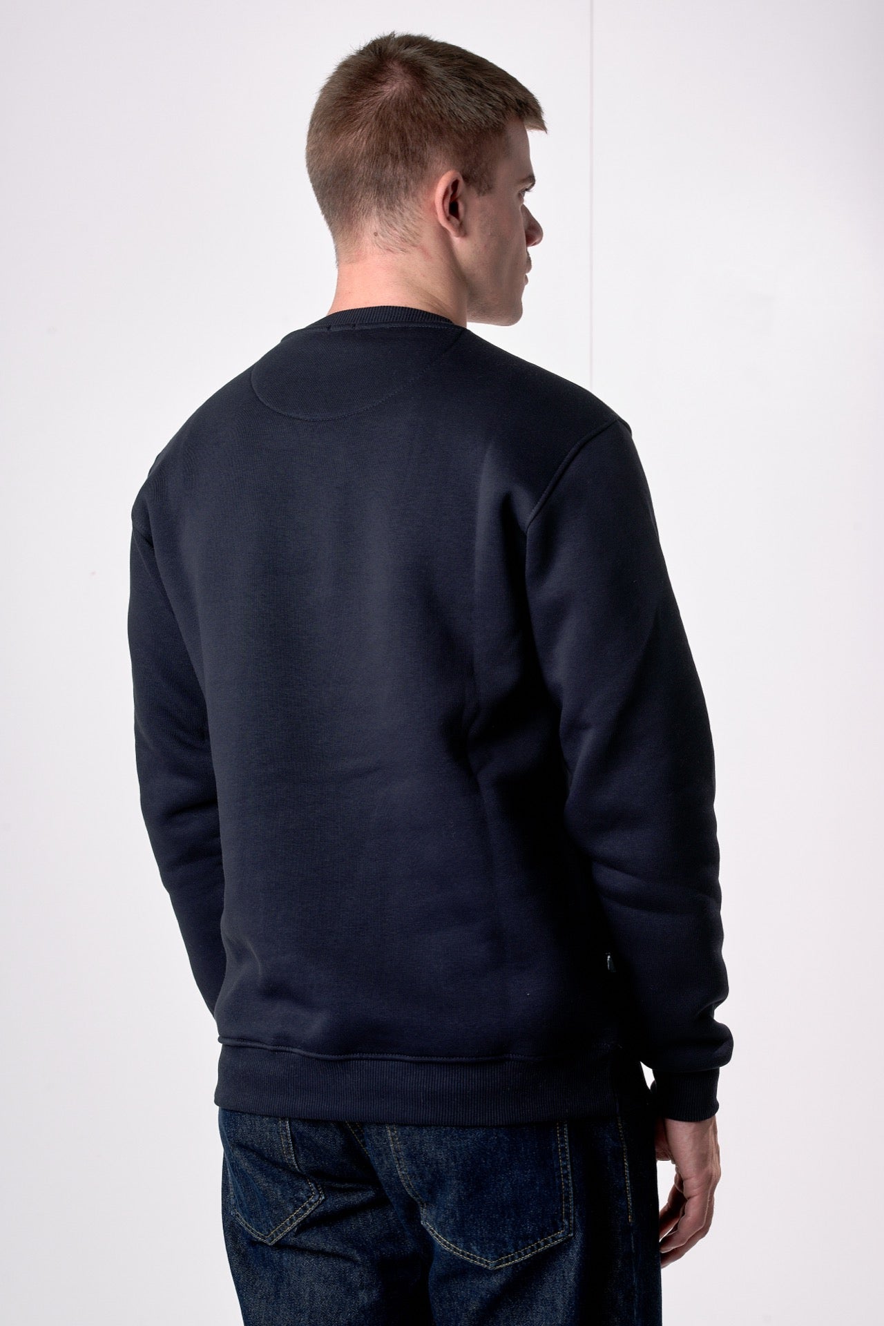 Felpa Girocollo Blu con stampa Bulldog e ricamo in tessuto V2