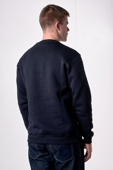 Felpa Girocollo Blu con stampa Bulldog e ricamo in tessuto V2