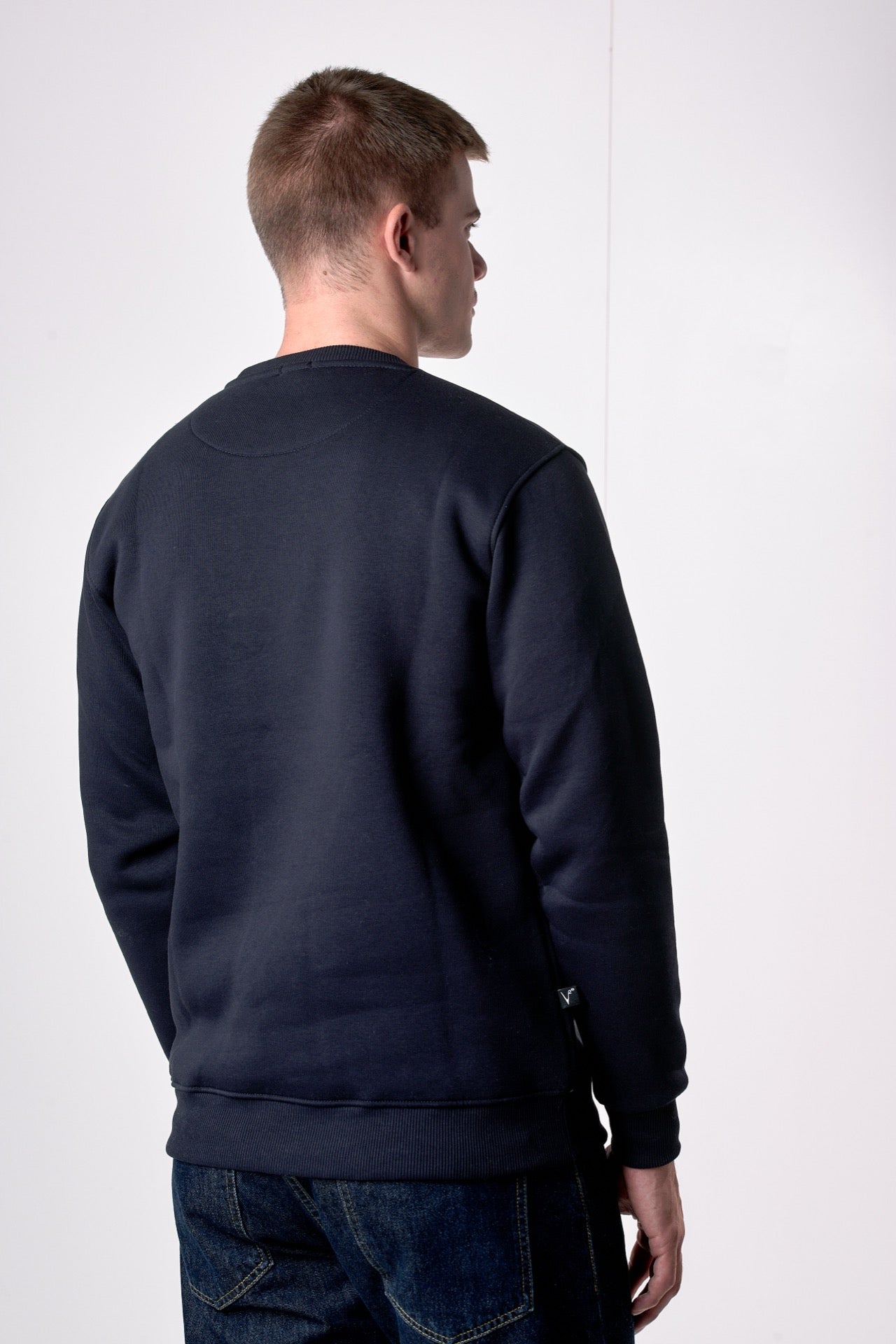 Felpa Girocollo Blu con stampa Teddy e ricamo in tessuto V2