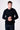Maglione in lana merino Girocollo punto riso Blu con toppe in tessuto V2