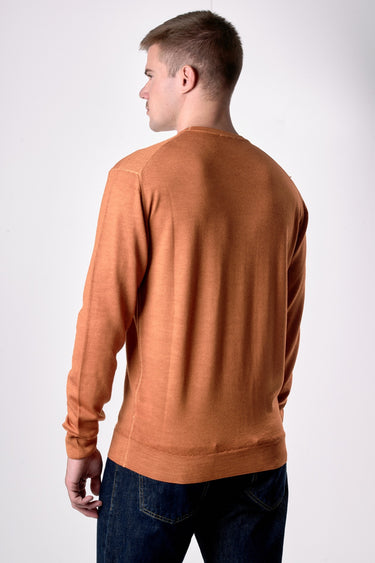 Maglione Girocollo in pura lana extrafine Merino Cardata tinto capo Coccio