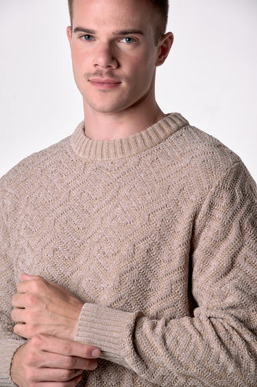 Maglione Girocollo in Ciniglia 3D Sabbia