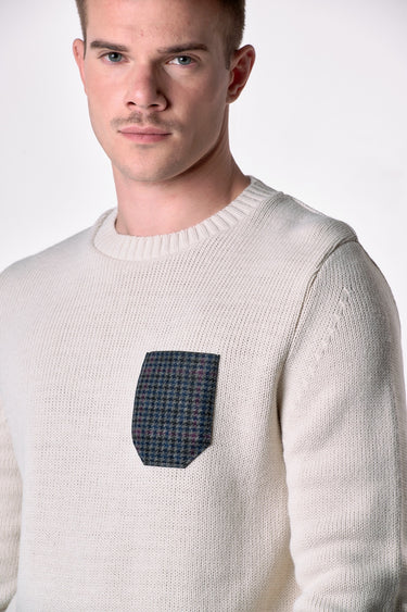 Maglione Girocollo Oslo Burro con taschino in tessuto V2