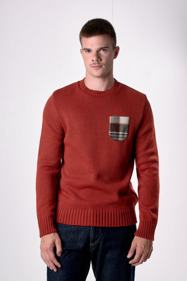 Maglione Girocollo Oslo Coccio con taschino in tessuto V2
