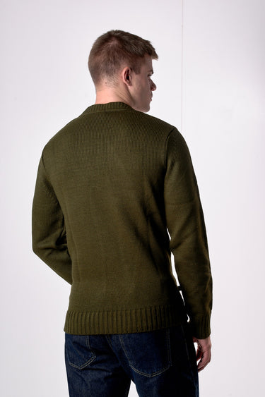 Maglione Girocollo Oslo Verde Militare con taschino in tessuto V2